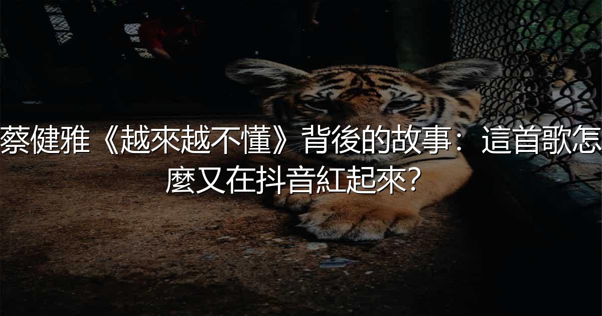 蔡健雅《越來越不懂》背後的故事:這首歌怎麼又在抖音紅起來? - 生活百科文章特色圖片